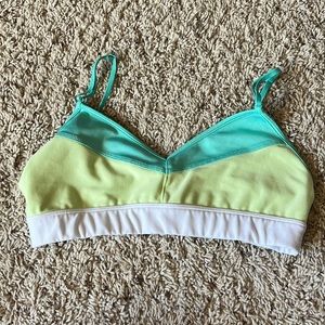 Womens ALO Yoga white aqua green sports bra size XS